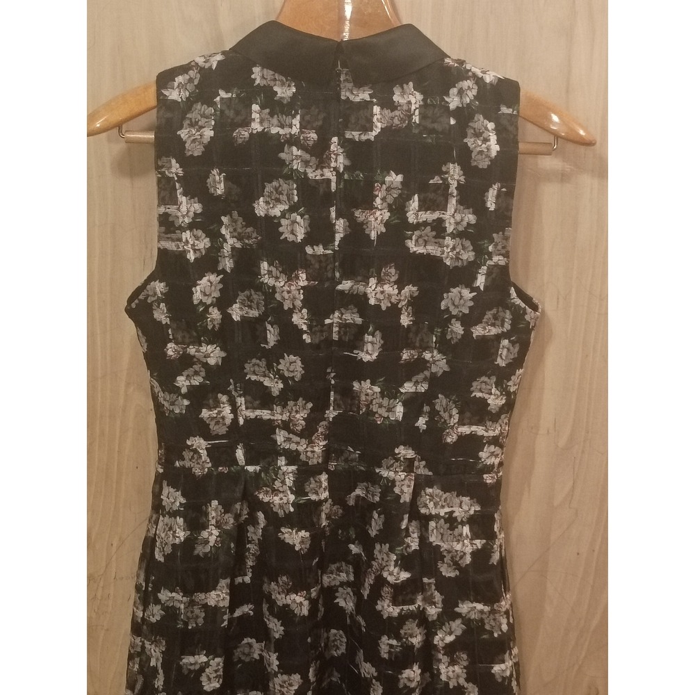 Erin Fetherston Womens Black Floral Peter Pan Collar Sleeveless Mini Dress Size6 - Picture 7 of 9
